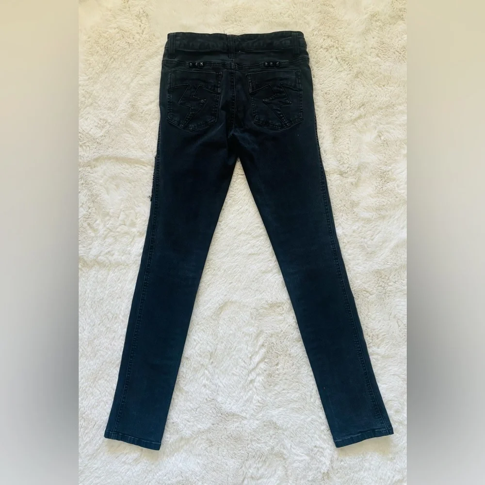 Tripp NYC Customize Studded & Patch Work Black Denim  Jeans Size: 30 - Picture 7 of 7